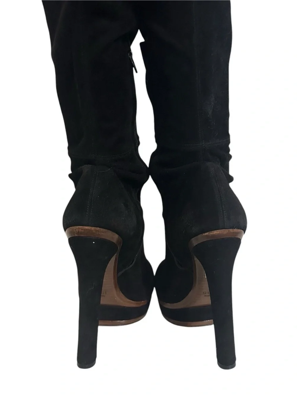 GUCCI Alonya Black Suede OTK Platform Heeled Boots